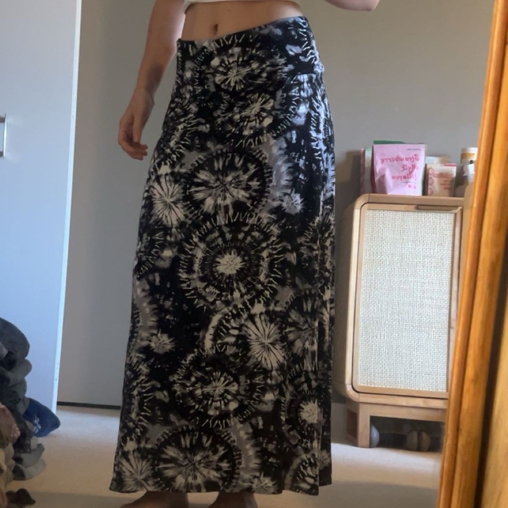 black and white tie dye maxi skirt